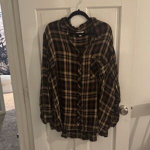 Terra & Sky Plaid Top - Brown and Black
